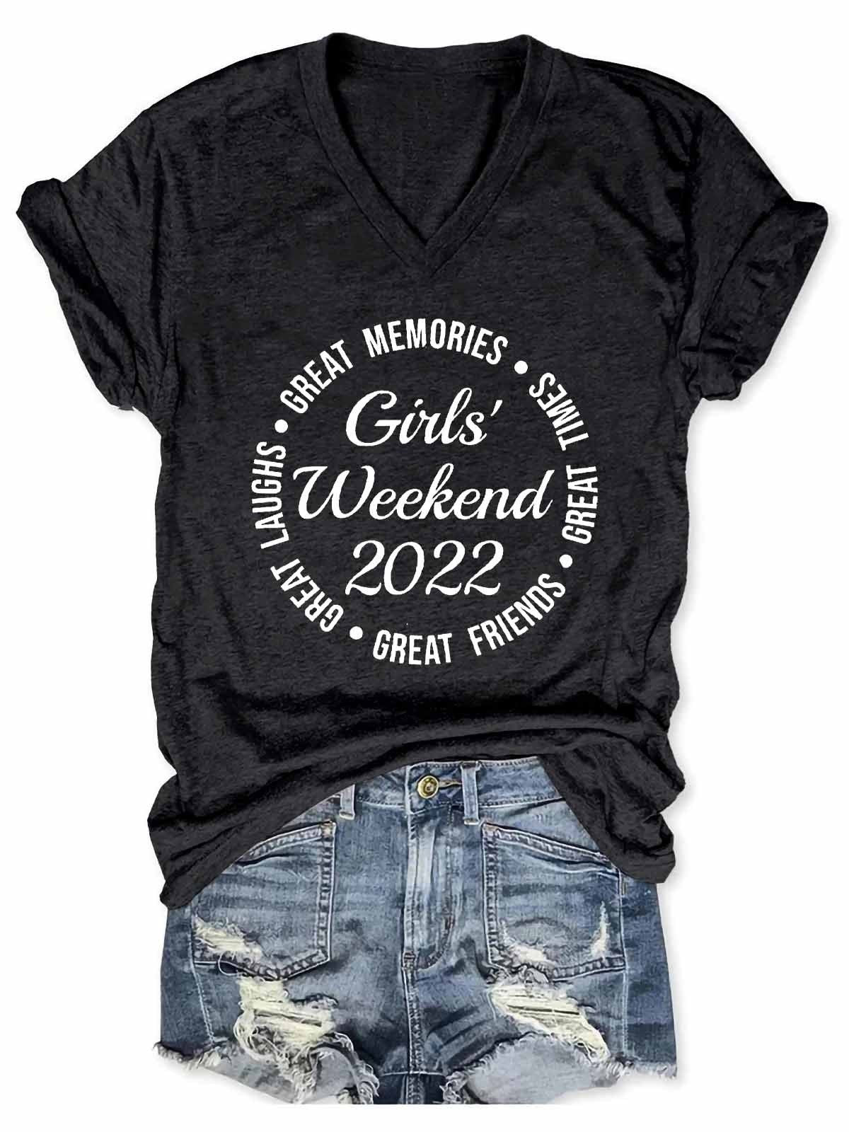 Women's Girls' Weekend 2022 V-Neck T-Shirt