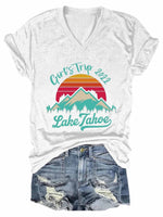 Women's Girls Trip Lake Tahoe 2022 V-Neck T-Shirt
